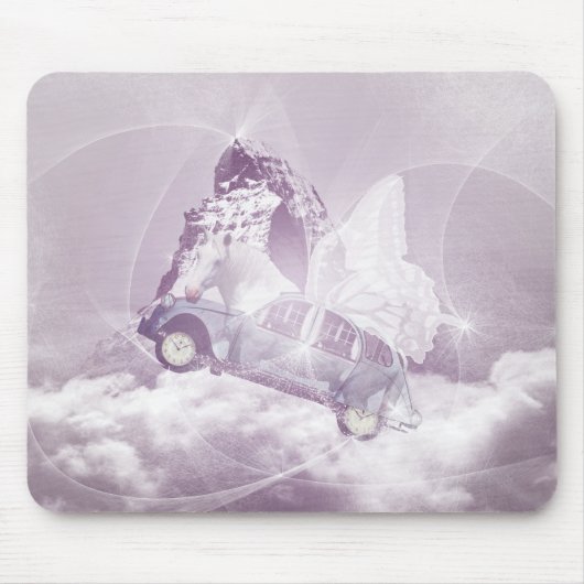 Pink Fantasy Flying Horse Butterfly Fairy Flügel Mousepad (Vorne)