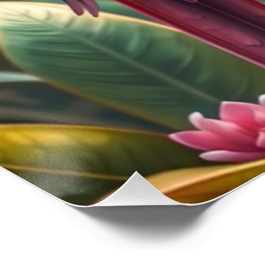 Pink Fantasy Parrots Poster (Ecke)