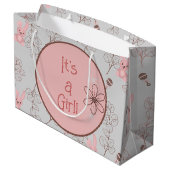 Pink-farbene Babydusche Geschenk Große Geschenktüte (Rückseite Schrägansicht)