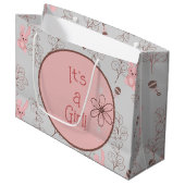 Pink-farbene Babydusche Geschenk Große Geschenktüte (Vorderseite Schrägansicht)