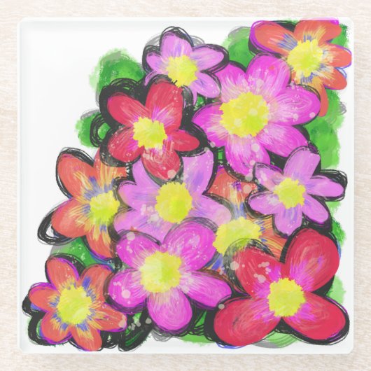 Pink-farbene Blume Untersetzer (Vorderseite)