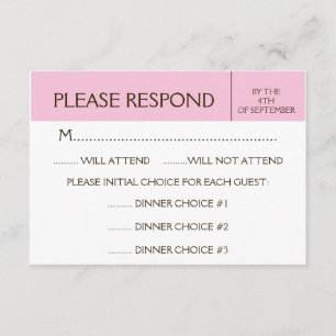 Pink-farbene UAWG-Antwortkarte RSVP Karte