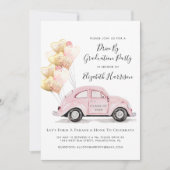 Pink-farbenes Auto-Laufwerk nach Abstufungspartei Einladung (Vorderseite)