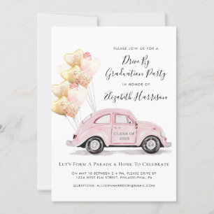 Pink-farbenes Auto-Laufwerk nach Abstufungspartei Einladung