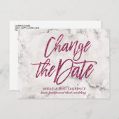 Pink-farbenes Glitzer-Skript ändern das Datum Ankündigungspostkarte (Vorne/Hinten)