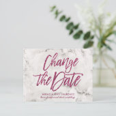 Pink-farbenes Glitzer-Skript ändern das Datum Ankündigungspostkarte (Stehend Vorderseite)