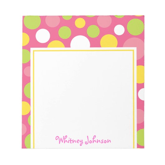 Pink farbenfroh Polka Dot Notepad Notizblock (Vorderseite)