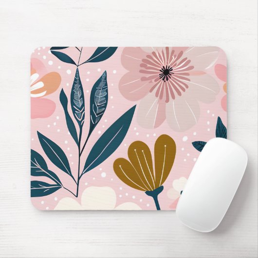 Pink farbenfrohe ästhetische Blumenmousepad Mousepad (Mit Mouse)