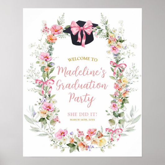 Pink farbenfrohe Blumenkohlschüler Poster (Vorne)