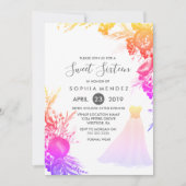 Pink farbenfrohe Gown Blumensüß 16 einladen Einladung (Vorderseite)