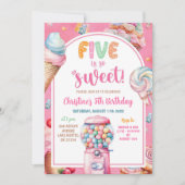 Pink farbenfrohe Pastel Candies Kid's 5. Geburtsta Einladung (Vorderseite)