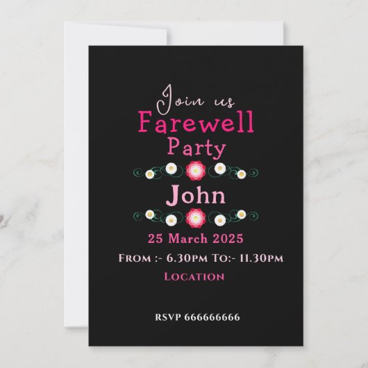 Pink Farewell Einladung (Vorderseite)