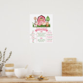 Pink Farm 1. Geburtstag Meilenstein Poster (Küche)