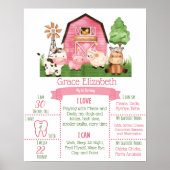 Pink Farm 1. Geburtstag Meilenstein Poster (Vorne)