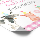 Pink Farm Animal Birthday Party Gefallen Unterschr Poster (Ecke)