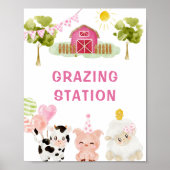 Pink Farm animal Geburtstagsfeier Weidestation Poster (Vorne)