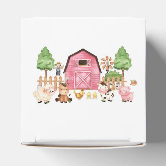 Pink Farm Animals Baby Dusche Geschenkschachtel (Oben)