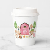 Pink Farm Animals Baby Dusche Pappbecher (Rückseite)