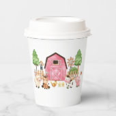 Pink Farm Animals Baby Dusche Pappbecher (Vorderseite)