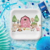 Pink Farm Animals Baby Dusche Pappteller (Party)
