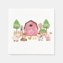 Pink Farm Animals Baby Dusche