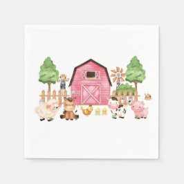 Pink Farm Animals Baby Dusche Serviette