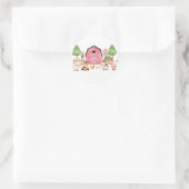 Pink Farm Animals Geburtstagsparty Runder Aufkleber (Tasche)