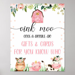 Pink Farm Animans Geburtstagsfeier Unterschrift Poster