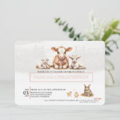 Pink Farm Baby Dusche Einladung (Stehend Vorderseite)