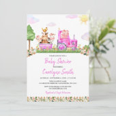 Pink Farm Baby Dusche Einladung (Stehend Vorderseite)