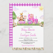 Pink Farm Baby Dusche Einladung (Vorne/Hinten)