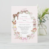 Pink Farm Baby Shower invitation Einladung (Stehend Vorderseite)