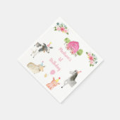 Pink Farm Barnyard Floral Geburtstag Serviette (Ecke)