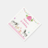 Pink Farm Barnyard Geburtstag Serviette (Ecke)