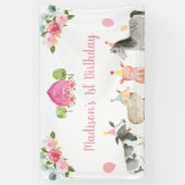 Pink Farm Barnyj Floral Geburtstag Banner (Vertikal)