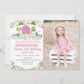 Pink Farm Birthday Einladung (Vorderseite)