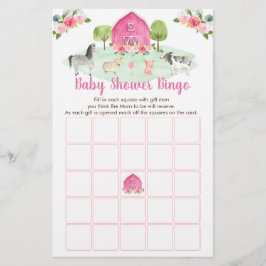 Pink Farm Floral Baby Dusche Bingo Spiel