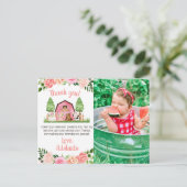 Pink Farm Foto 1. Geburtstag Danke Postcard Postkarte (Stehend Vorderseite)