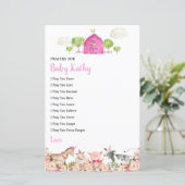 Pink Farm House Animals Barnyard Gebete für Baby (Stehend Vorderseite)