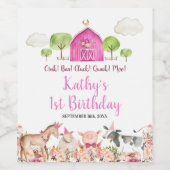 Pink Farm House Tiere Barnyard Grüne Wein Weinetikett (Einzelnes Label)