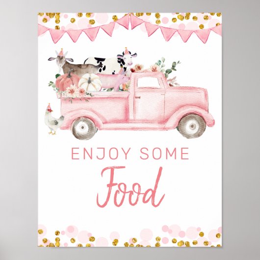 Pink Farm LKW Pumpkin Drive by Birthday Food Poster (Vorne)
