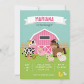 PINK FARM PARTY EINLADUNG (Vorderseite)