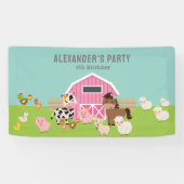 PINK FARM PARTY EINLADUNG BANNER (Horizontal)