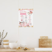 Pink Farm Pumpkin Truck Erster Geburtstag Zeichen Poster (Küche)