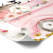 Pink Farm Pumpkin Truck Erster Geburtstag Zeichen Poster (Ecke)