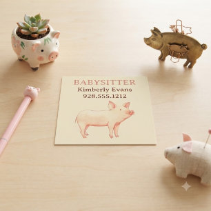 Pink Farm Schwein Babysitter Quadratische Visitenkarte