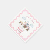 Pink Farm Tractor Girl Any Age Birthday Serviette (Ecke)