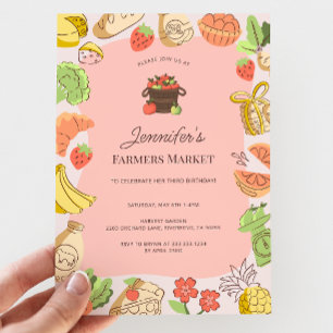 Pink Farmers Market Biobauernhof Geburtstag Einladung