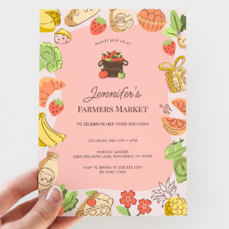 Pink Farmers Market Biobauernhof Geburtstag Einladung