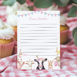 Pink Farmyard Time Capsule Note Card Dankeskarte